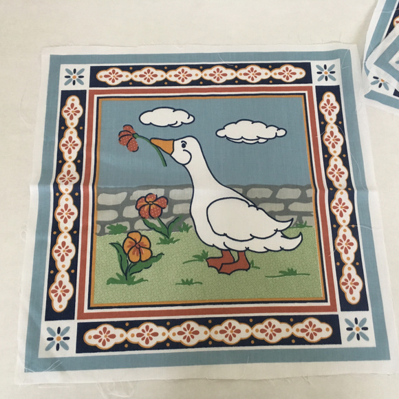 vintage 3 large goose duck fabric quilt squares - Picture 4 of 6
